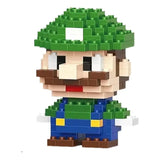 Figure luigi pixelisée en nanoblock mario mini en briques plastique vert et bleu cadeau idéal pour collectionneur