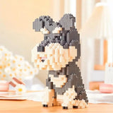 Figurine de chien noir et crème en briques nanoblock mini briques chiens adorable en plastique interconnecté
