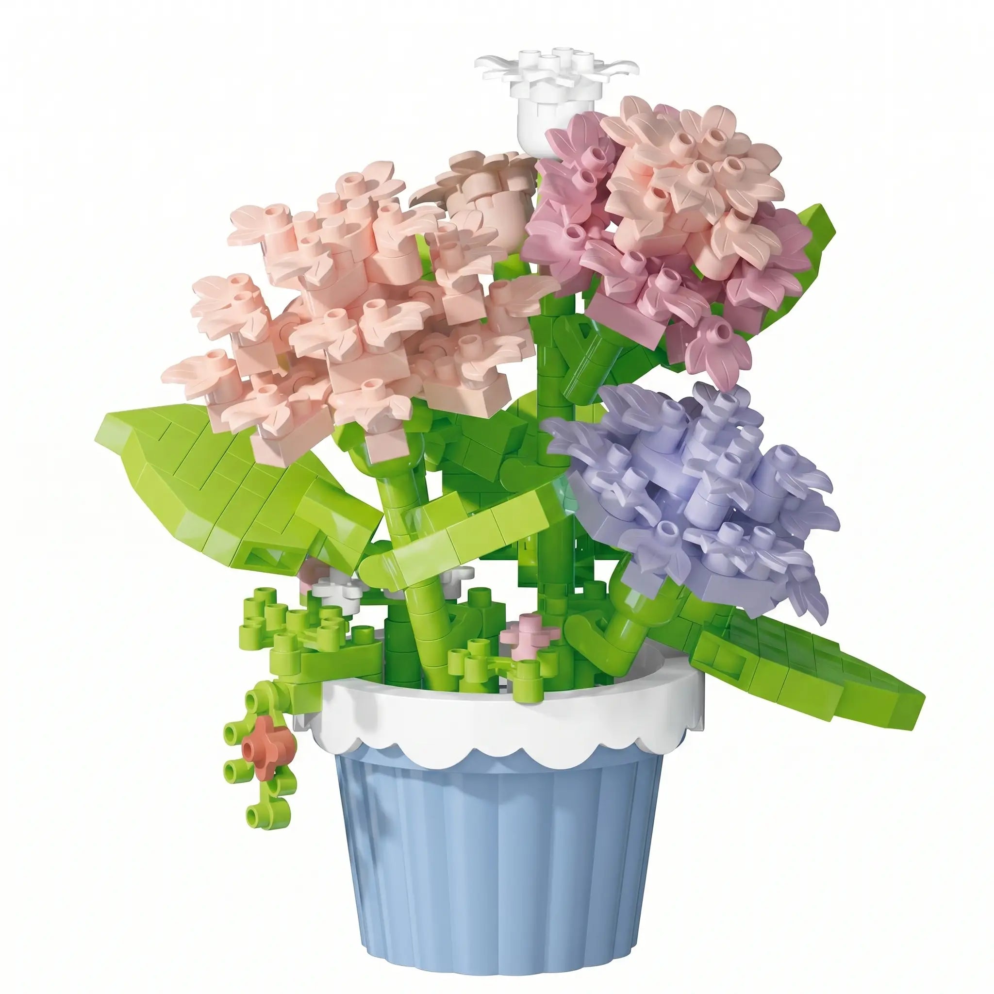 Nanoblock mini fleur pastel en briques plastique avec pot bleu décoré idéal magasins de jouets et déguisement carnaval