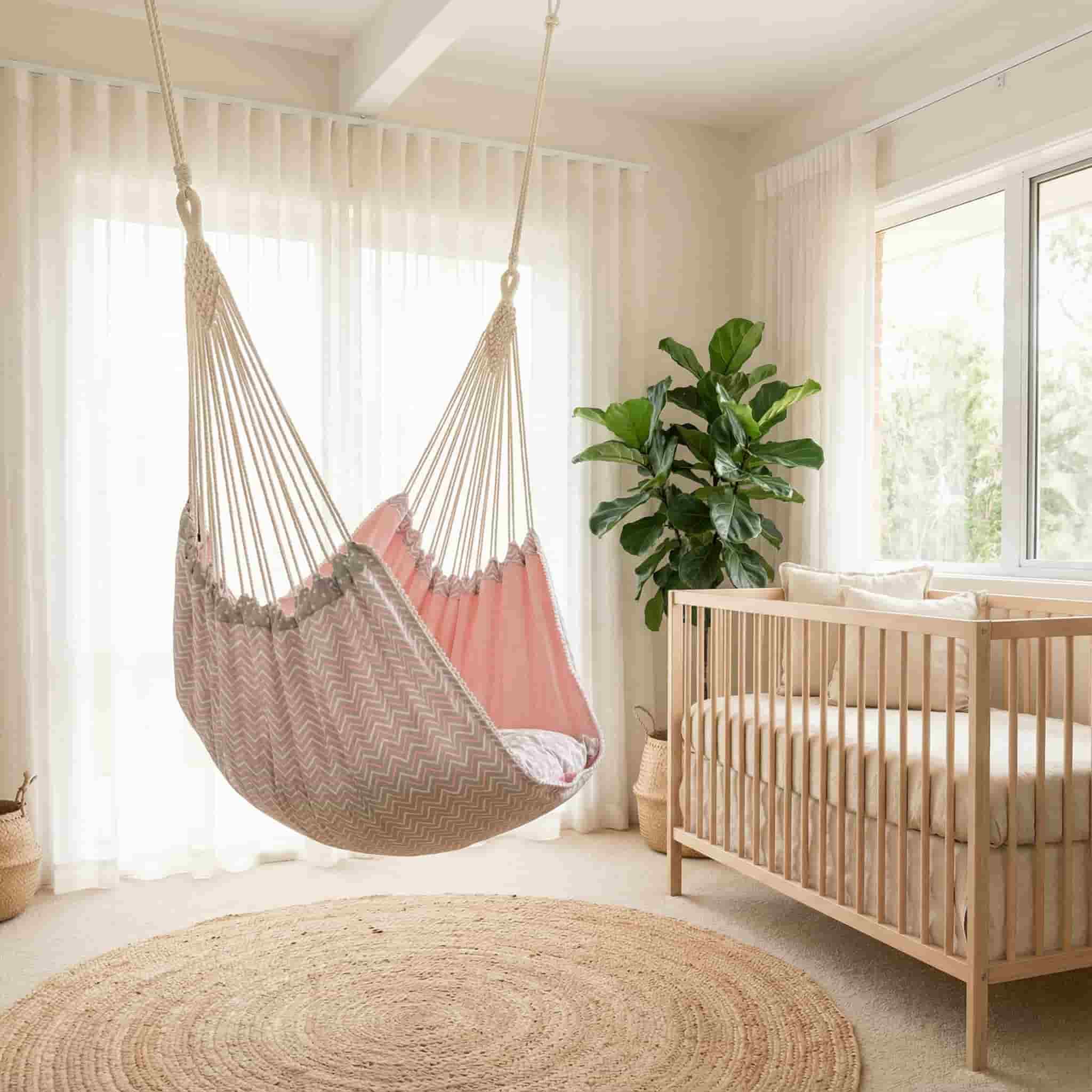 Altalena a dondolo Amaca Macramè per neonati Nordic Zen™ (Interno/Esterno)