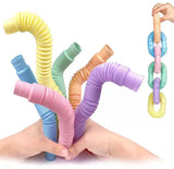 Pack 4 mini tubes anti-stress colorés en pastel pour motricité fine et jouets sensoriels flexibles