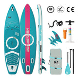 Paddle gonflable antidérapant teal et rose msa free avec stabilité exceptionnelle et rangement sécurisé accessoires inclus