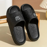 Pantoufles antidérapantes noires en caoutchouc avec motif ours embossé et visage dours brodé, chaussons femme hiver