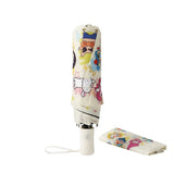 Parapluie anime crayon shin-chan compact blanc pliant avec design cartoon coloré et personnages animés sur tissu