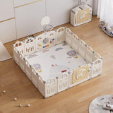 Foldable baby playpen with a small basketball hoop and 50 colorful balls
