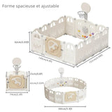 Foldable baby playpen with a small basketball hoop and 50 colorful balls