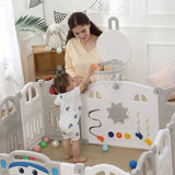 Parc pour bébé pliable blanc gris avec mini panier de basket et 50 ballons colorés - Esther