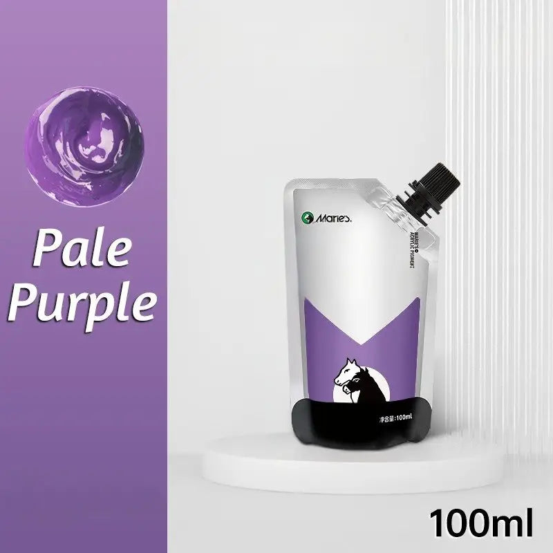 Peinture acrylique 100ml en pochette violet pâle avec graphisme cheval noir et blanc pour figurine avec couleurs vibrantes et couvrance exceptionnelle