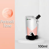 Peinture acrylique 100ml en pochette argent et rose avec bec noir et silhouette cheval pour couleurs vibrantes et couvrance exceptionnelle