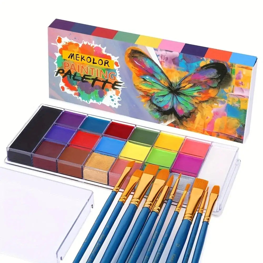 Palette de peinture à lhuile mekolo avec peintures vives et pinceaux bleus pour maquillage halloween nuit hantée libérez