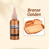 Bouteille de peinture acrylique effet métallique bronze doré 50ml avec bouchon compte-gouttes en plastique clair