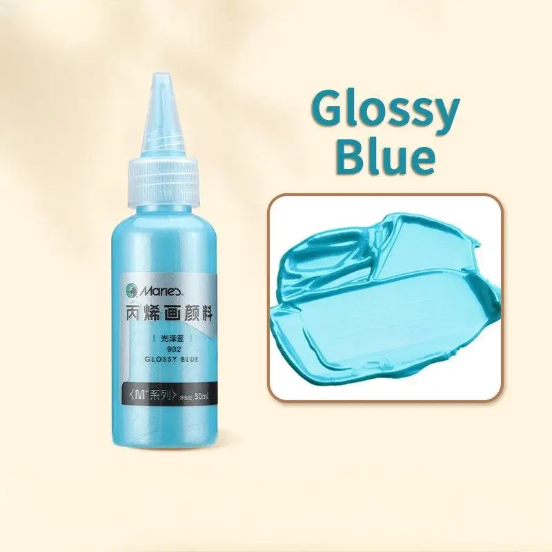 Bouteille de peinture acrylique effet métallique glossy bleu translucide avec bouchon à vis blanc pour figurine peinture acrylique effet