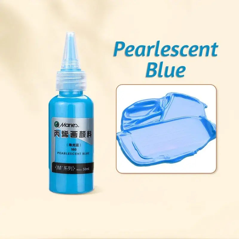 Bouteille de peinture acrylique effet métallique bleu nacré marie’s avec nozzle pour figurines couvrance exceptionnelle