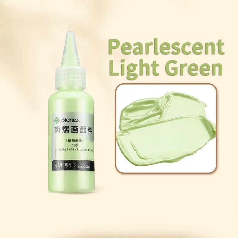 Bouteille de 50ml peinture acrylique effet métallique maries vert clair perlé avec capuchon plastique transparent pour figurine
