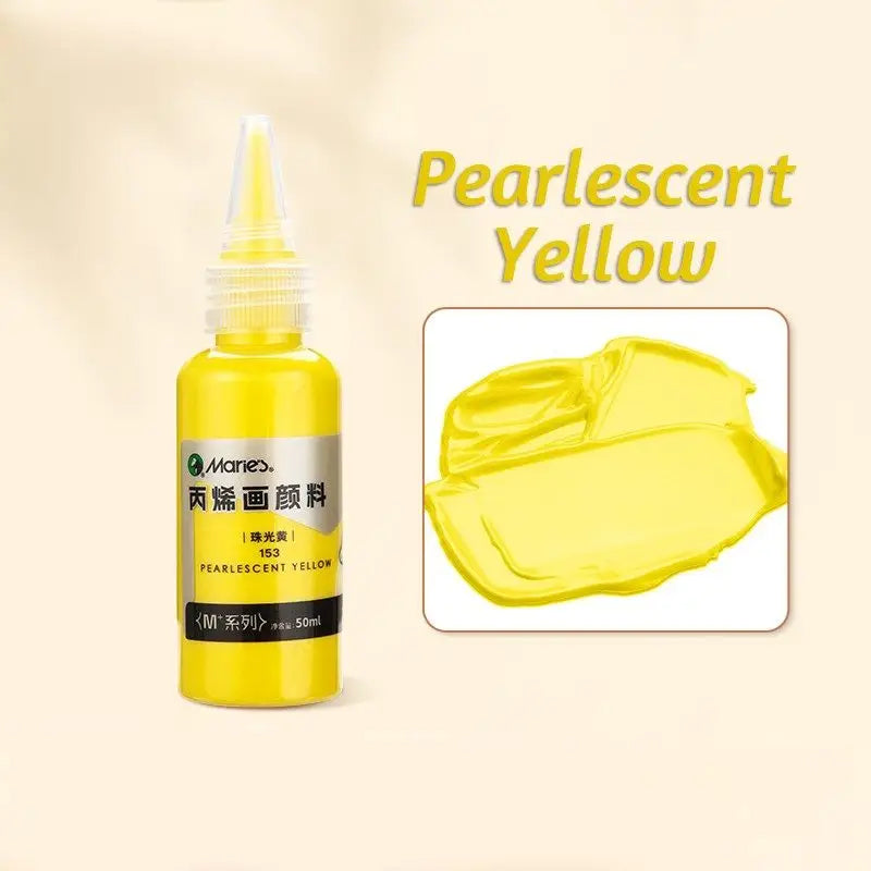 Bouteille de peinture acrylique effet métalliques pearlescente jaune maries code 153 avec couvrance exceptionnelle