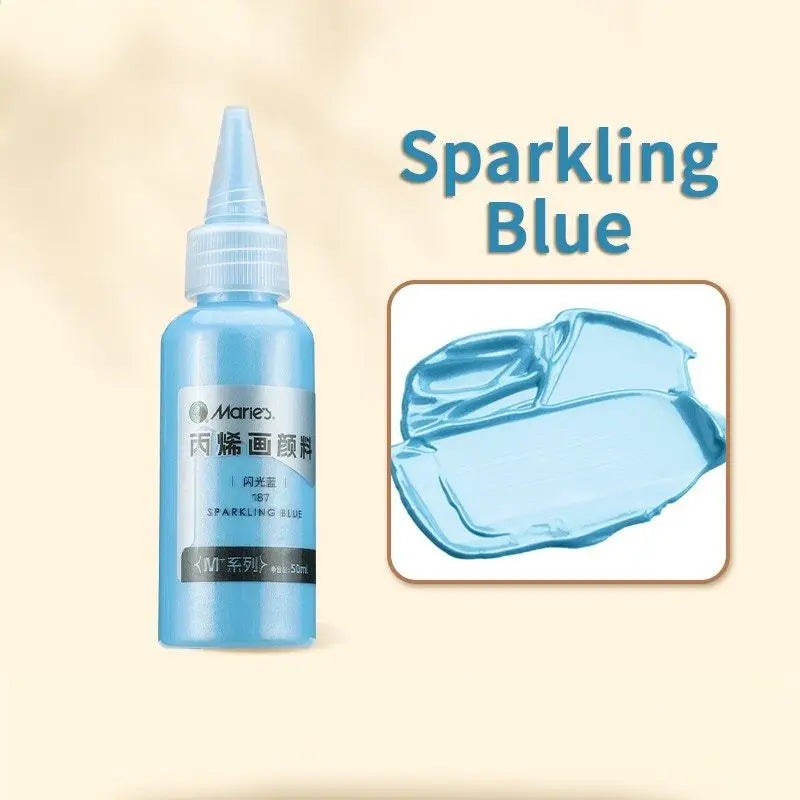 Bouteille translucide bleue claire de peinture acrylique effet métallique pour figurine avec couvrance exceptionnelle