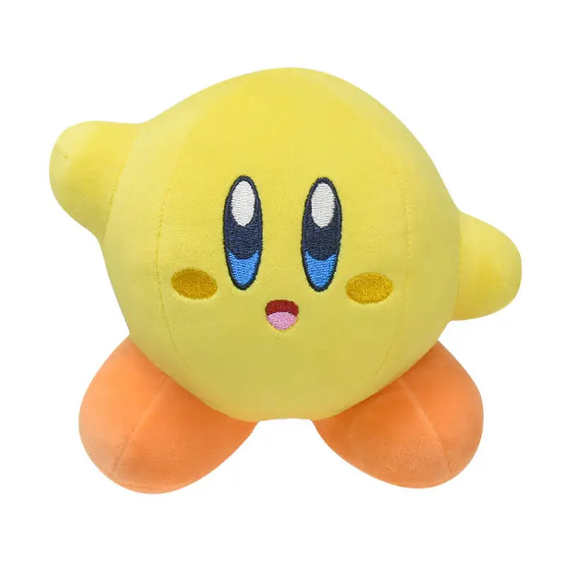 Peluche anime star kirby jaune avec yeux bleus et pieds orange en peluche kirby douce et câline