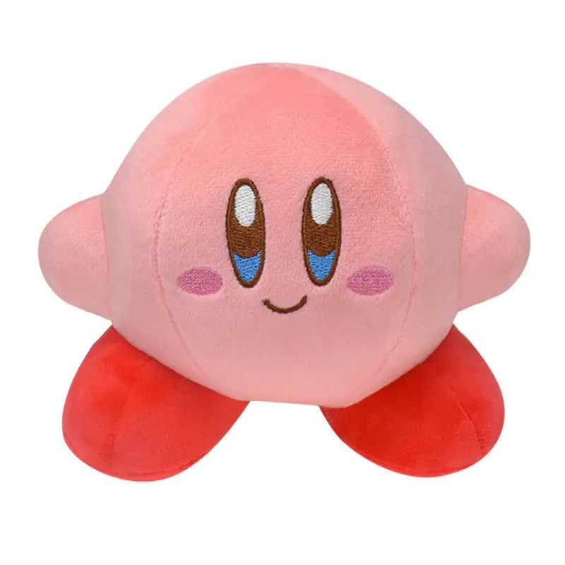 Peluche anime star kirby en peluche rose avec pieds rouges et yeux brodés pour collection anime star kirby