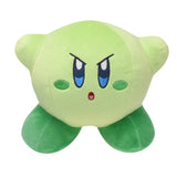 Peluche anime star kirby douce vert clair avec pieds verts foncés yeux bleus brodés jouet en peluche