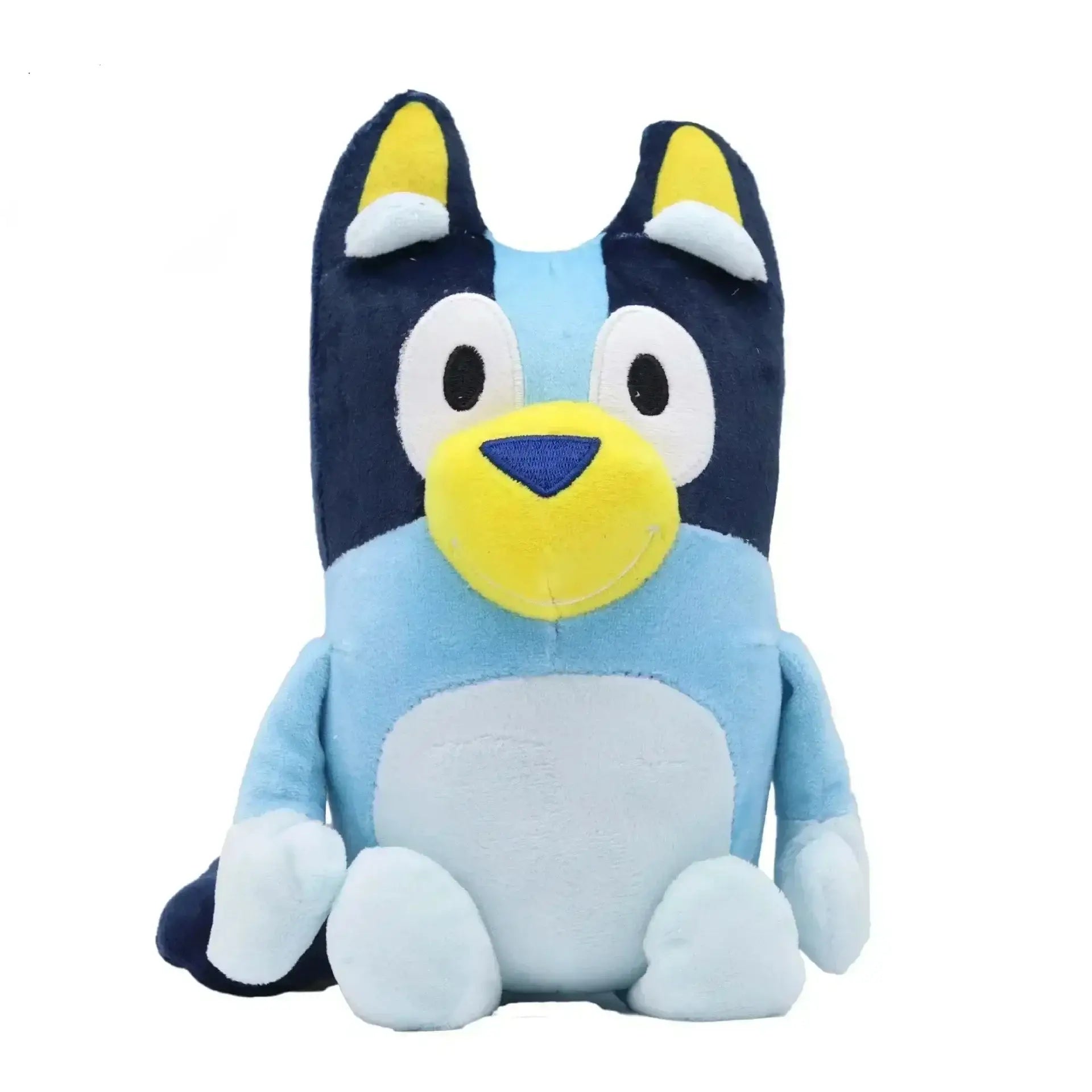 Peluche bingo bluey cartoon jouet peluche bluey en tissu doux bleu marine et clair avec oreilles et nez jaunes