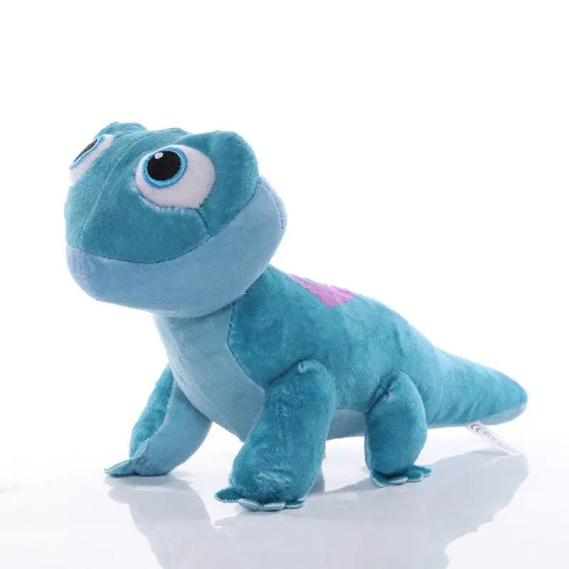 Peluche bruni la salamandre en tissu teal doux avec patch rose et grands yeux bleus compagnon idéal de la forêt enchantée