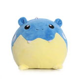 Peluche doudou pokemon obalie bleu et jaune avec corps doux et arrondi semblable à une créature cartoon