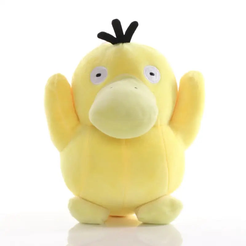 Peluche doudou pokémon psykokwak jaune avec cheveux noirs en tissu doux compagnon parfait psykokwak