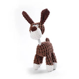 Peluche animale en velours côtelé marron et blanc pour chiens avec sifflet intégré aux morsures