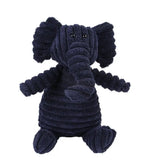 Peluche animale éléphant en velours côtelé bleu marine avec sifflet intégré conçue aux morsures pour chiens