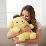 Peluche pompompurin jaune avec chapeau gland marron et visage brodé dans peluche hello kitty pompompurin