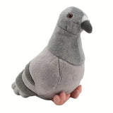Peluche pigeon mignon gris bleu en peluche douce avec bec noir et pieds roses idéale pour déguisement carnaval