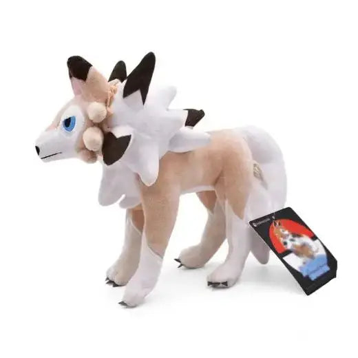 Peluche Pokémon Lougaroc Nuit Jour représentant le Lycanroc Forme Milieu