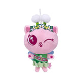 Peluches gabby chat pandy peluche rose avec couronne florale brodée et jupe verte motifs maison magique aux enfants