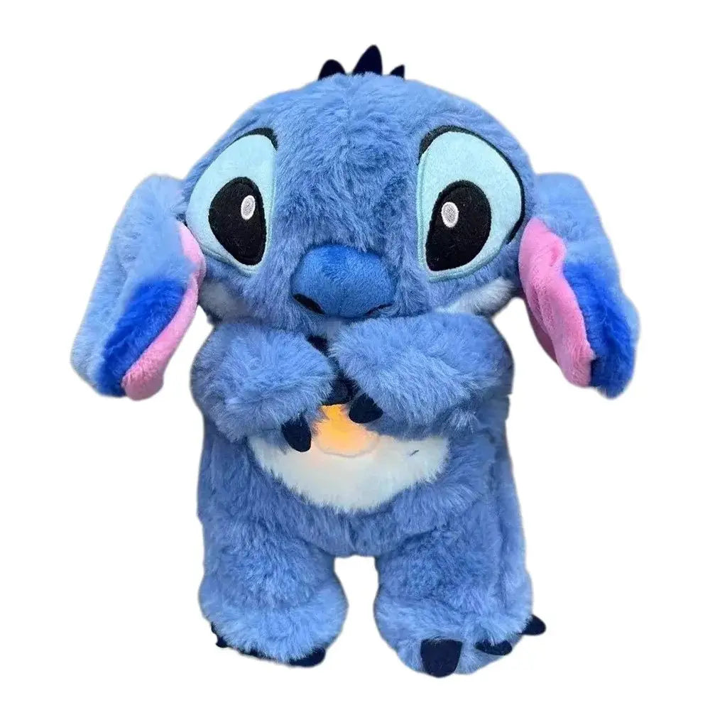 Peluche stitch lumineux bleue avec oreille rose et ventre orange lumineux peluche qui respire stitch angel