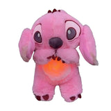 Peluche stitch lumineux angel rose avec ventre lumineux orange et accents violets foncés idéale comme peluche qui respire stitch