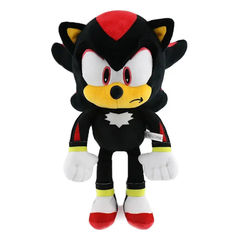 Peluche sonic shadow the hedgehog noir et rouge avec accents jaunes peluches sonic cadeau idéal pour fans du hérisson bleu