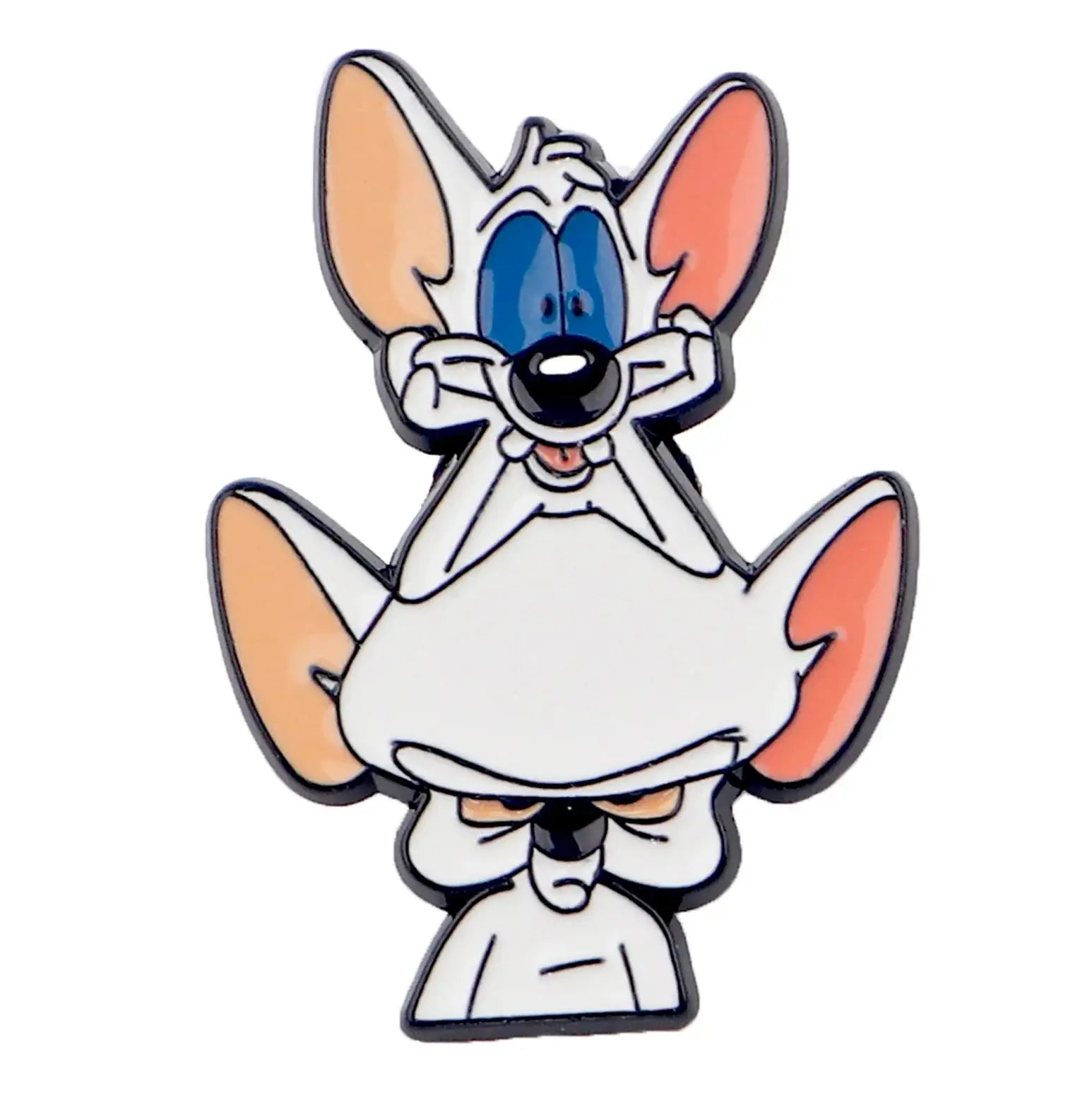 Pin’s cartoon minus un pin en métal blanc avec yeux bleus et oreilles orange inspiré des dessins animés