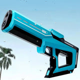 Pistolet à eau électrique automatique turquoise et noir avec pompe intégrée au design futuriste
