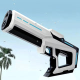 Pistolet à eau électrique automatique blanc et noir avec éclairage teal et pompe intégrée pour jeu d eau précis
