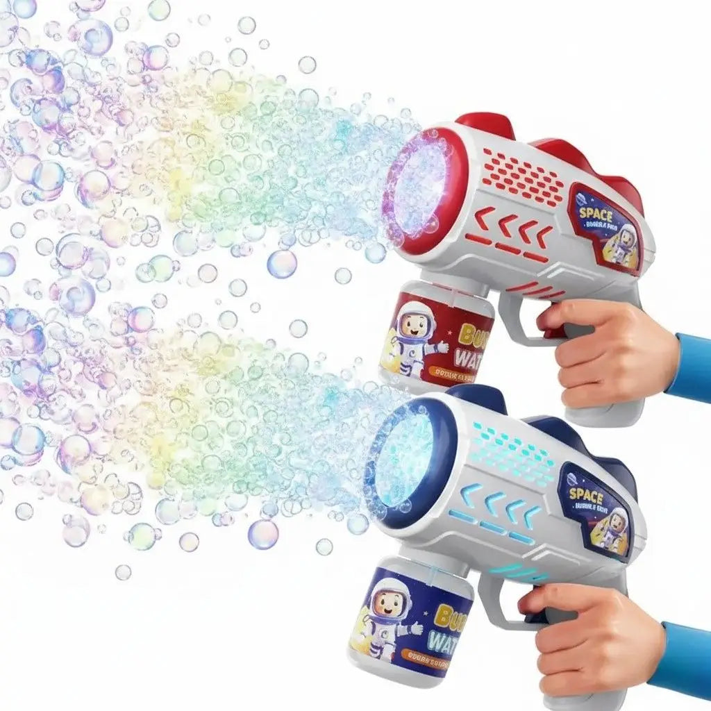 Electric bubble gun with reservoir