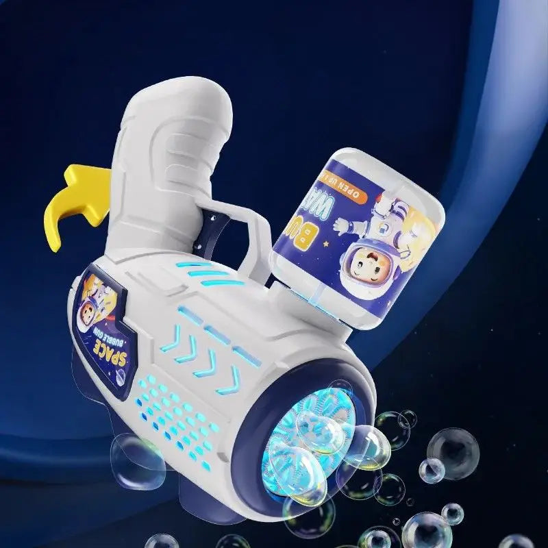 Electric bubble gun with reservoir
