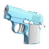 Pistolet jouet réaliste pour enfant en plastique bleu clair avec poignée argentée texturée et effets sonores pour jeux palpitants