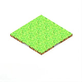 Plaque base magnétique bloc minecraft avec tuile herbe verte pixelisée et bord terre marron en style isométrique