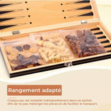 Jeu d’échecs bois magnétique 3 en 1 – Échecs, Dames & Backgammon