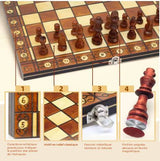 Jeu d’échecs bois magnétique 3 en 1 – Échecs, Dames & Backgammon