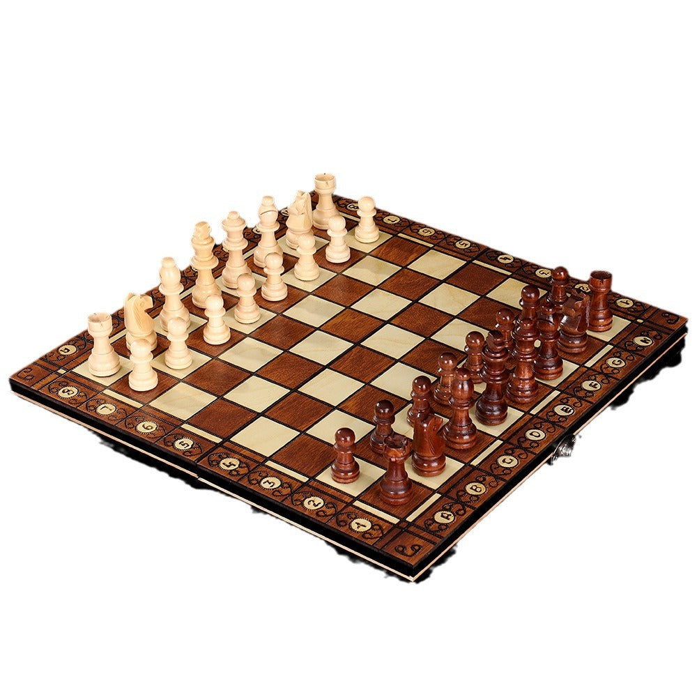 Jeu d’échecs bois magnétique 3 en 1 – Échecs, Dames & Backgammon