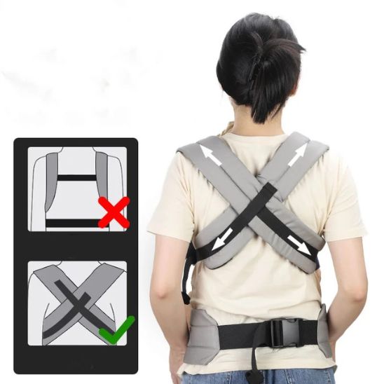 Physiological baby carrier - cotton - grey and black