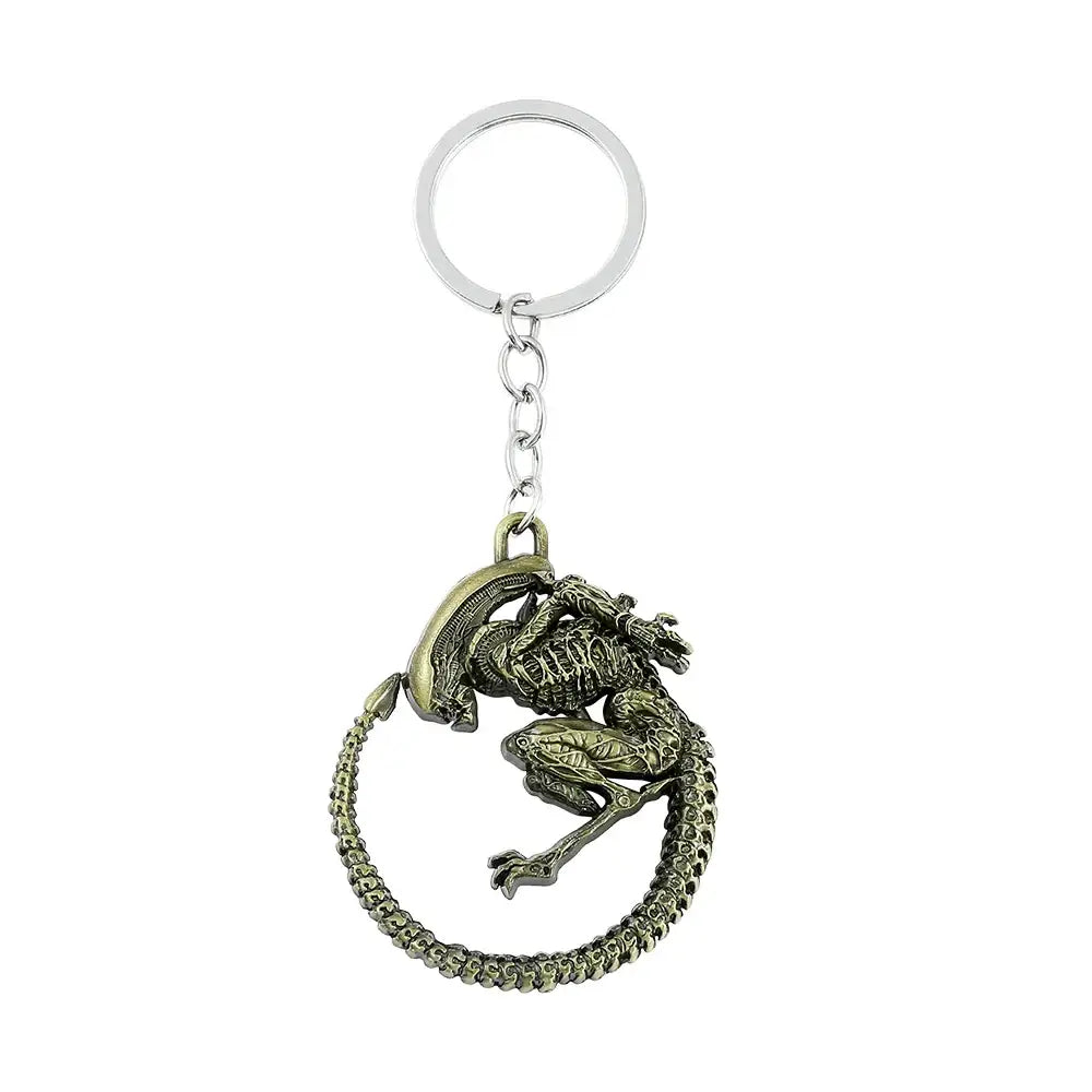 Porte-clés alien covenant avec xénomorphe d’alien métallique détaillé, créature emblématique au design complexe