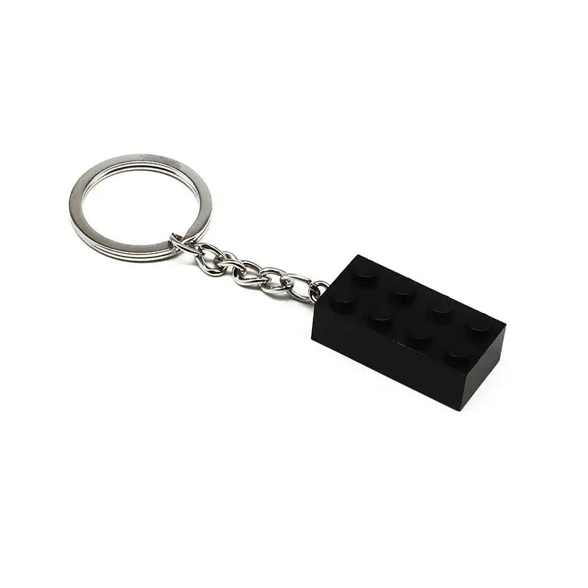 Porte-clés lego briques noir en plastique avec anneau et chaîne métal argenté pour porte clés lego pratique