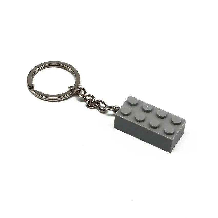 Porte-clés lego briques gris en brique lego avec anneau métallique et chaîne pour porte clés lego élégant